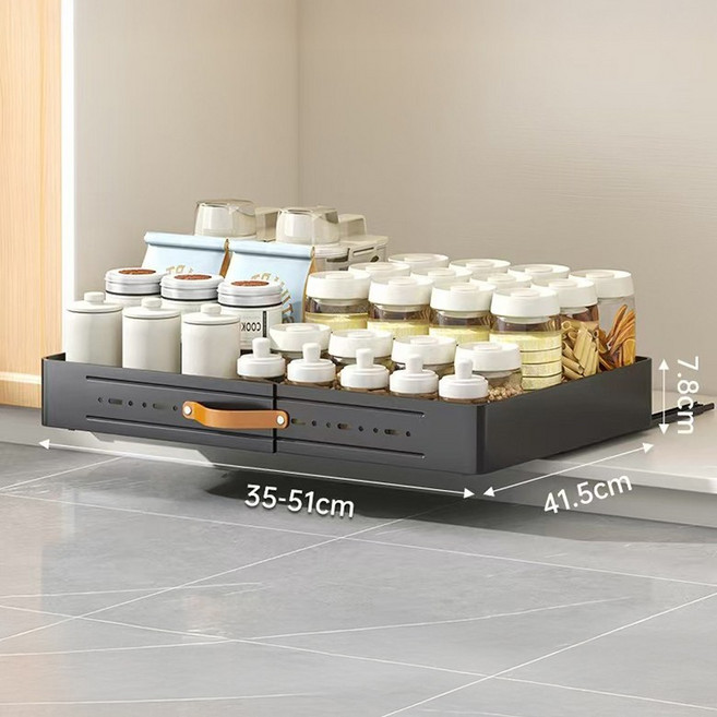 가려거든 틈새공간 최대활용 길이너비조절 슬라이딩 선반, 블랙, 1개