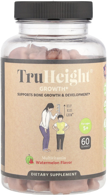 TruHeight 키 성장 구미젤리 종합비타민 5세 이상 수박 맛 구미젤리 60개