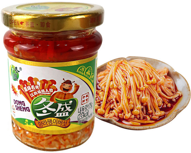 (배터짐) 뚱성매콤 고소한 향라맛 팽이버섯 진전구 맥주간식 반찬, 1개, 175g