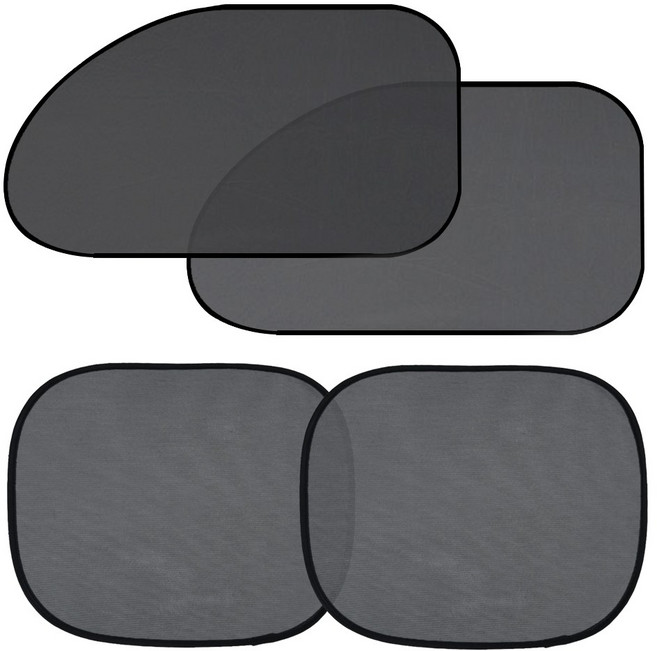 햇빛가리개 B타입 앞창문형 2개 + 뒷창문형 2개, 1세트, 블랙