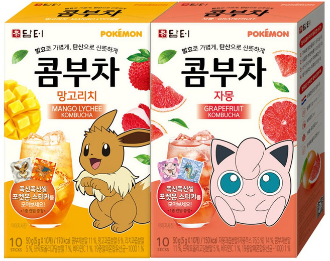 담터 포켓몬 콤부차 20T (자몽 / 망고리치), 1개, 10개입