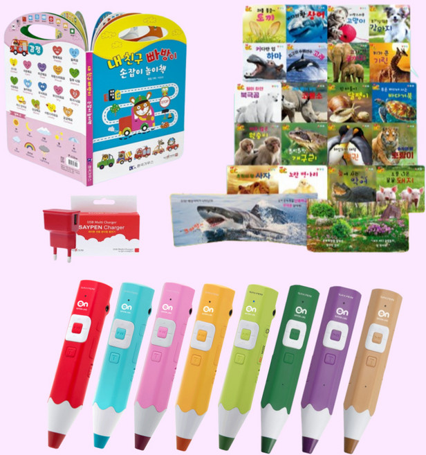 4세대 세이펜 레인온펜 32GB + NEW 세이펜 통통 자연동화 20권 + 전용 충전기+내 친구 빠방이 손잡이 놀이책, 레인온펜 퍼플, 한국가우스