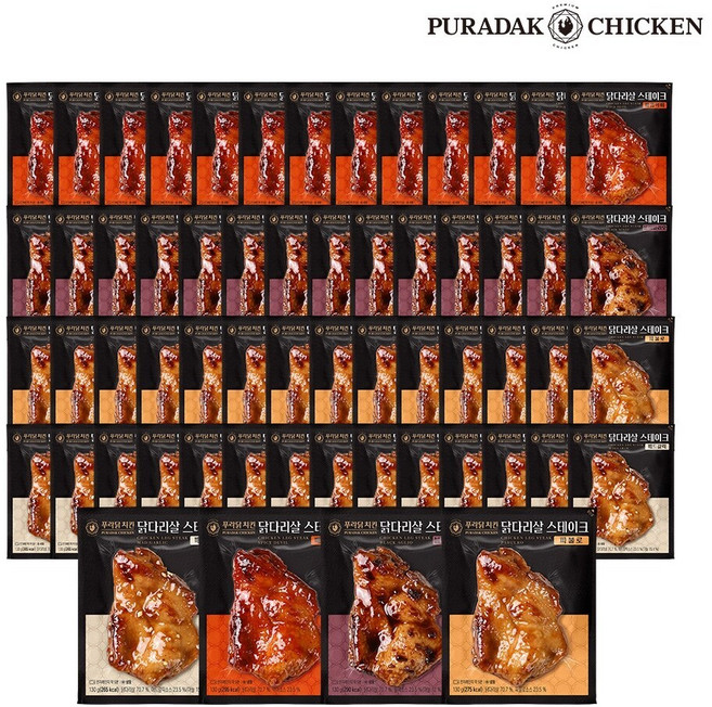 G) [푸라닭] 닭다리살 스테이크 130g 4종 14팩 벌크할인, 14개