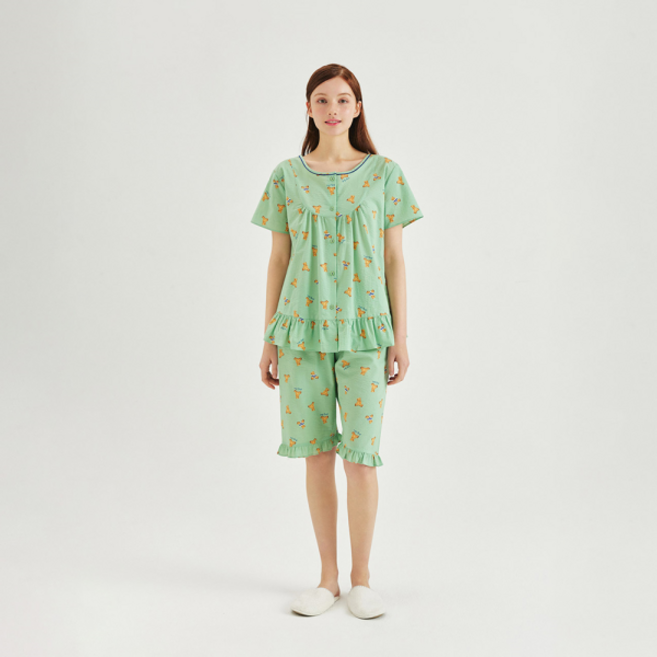 이브니에 럭키베이 여름 여성 여자 잠옷 반소매 상하 잠옷