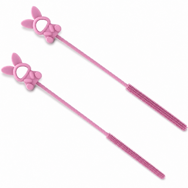 별구름 손상없는 실리콘 빨대 세척솔 다용도 브러쉬, 1세트, 핑크 6mm+9mm