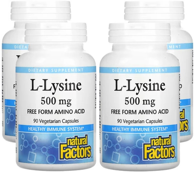 네츄럴팩터스 L-라이신 500mg 베지 캡슐 90정, 4개 - 쿠팡