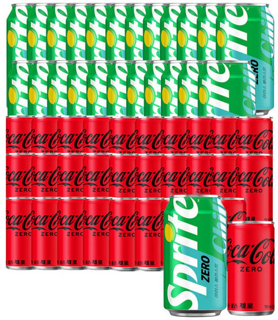 코카콜라제로 190ml x 30캔 +스프라이트 제로 Chill 350ml x 24캔, 24개
