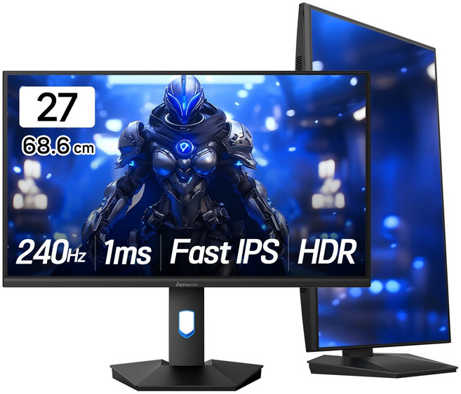 알파스캔 콘퀘스트 27F60G 27인치 게이밍 240Hz Fast IPS HDR 멀티스탠드 피벗 스피커 무결점 모니터, 27F60GH, 68.6cm