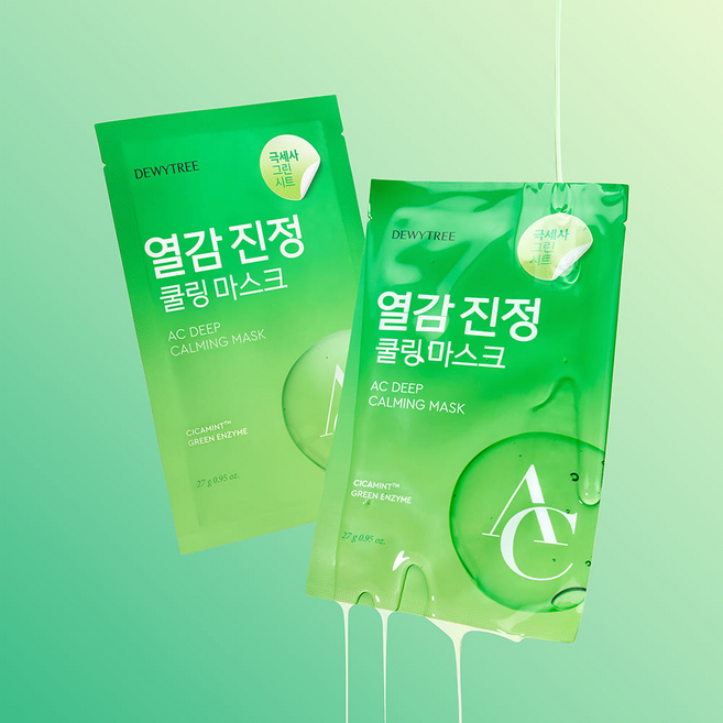<정품몰> 듀이트리 AC 딥 열감 진정 마스크 팩 컨트롤 EX 마스크시트 피부진정 피부온도감소 쿨링 모공 탄력 모공타이트닝 보습 수분 붉은기 병풀 시카 엑소좀, 10개입, 2개