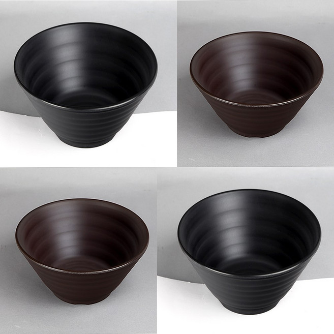 KW 국산 멜라민 토기 가락기 면기 그릇 볼 라면 우동 짬뽕 국수 짜장면 덮밥 냉면, 1개, 검정(KW-2029)