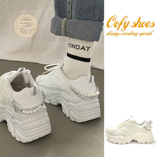 Cofy shoes 可拆式珍珠厚底圓頭百搭老爹鞋 尺碼偏小