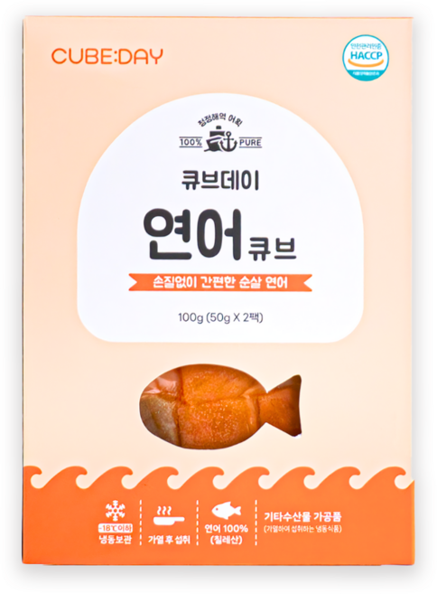 큐브데이 손질없이 간편한 껍질없는 순살 연어 큐브 죽 토핑 밥솥, 1개, 100g