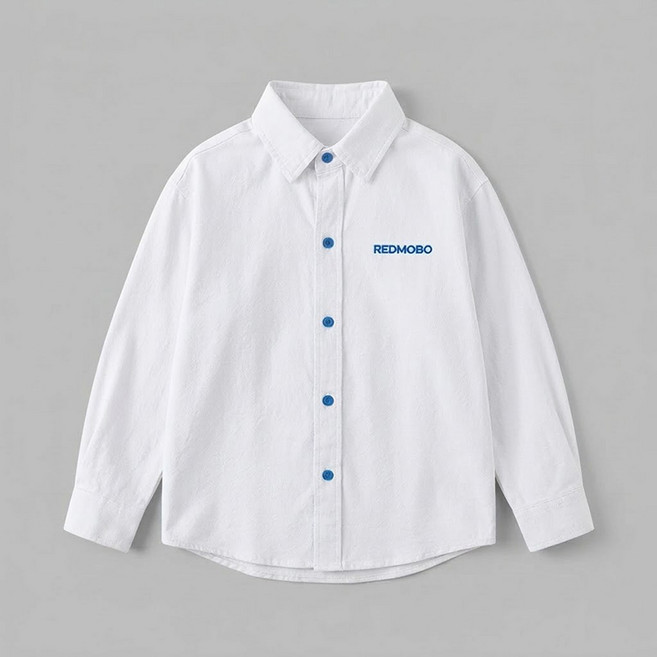 UPPERCUT 주니어 자수로고 옥스포드 셔츠 초등학생 레터링 긴팔남방 오버핏 코튼자켓 봄잠바 남녀공용