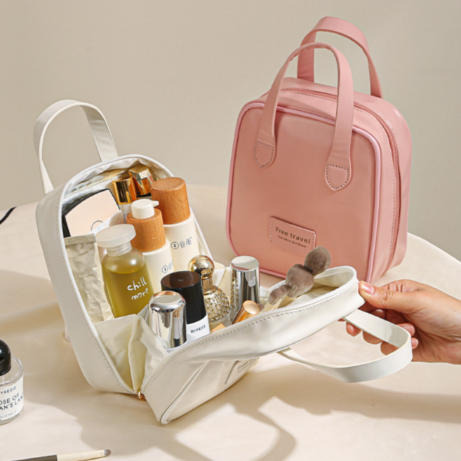 솜에뜨 열기편한 대용량 가죽 화장품 파우치 방수 메이크업 휴대용 여행용