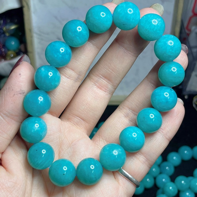 冰種新疆天河石手串 傳承級鐲排設計 珠徑約11-12mm 未經優化