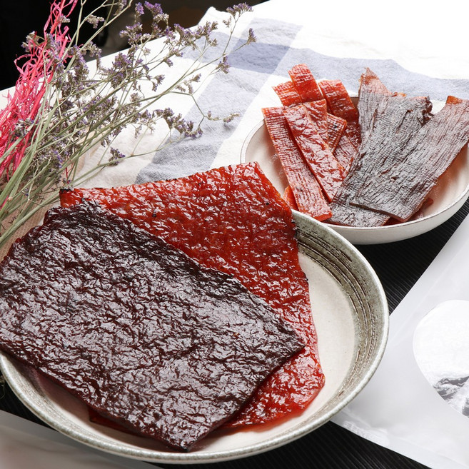 무첨가 직화 한우 한돈 쫀득한 수제 육포 술안주 저염 아기 단백질간식, 02.돼지훈제육포 100g (매운맛), 100g, 1개