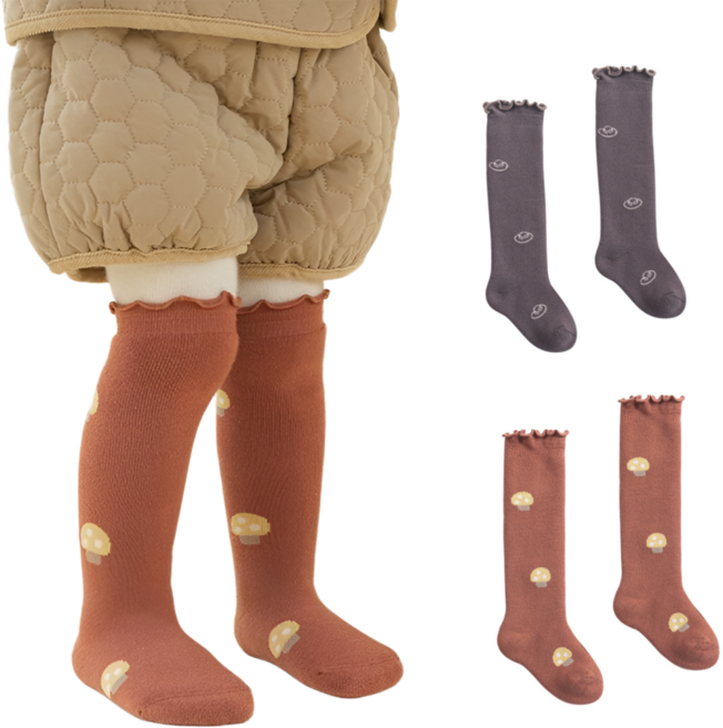 두두미미 허벅지까지 조임 없는 아기 유아 신생아 니삭스 풋워머 겨울수면양말 2종 세트