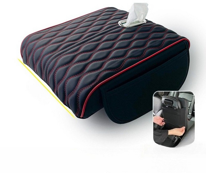 베베어스 차량용 자동차 특대형 콘솔쿠션 포터2 봉고3 팔걸이 쿠션 차량용품, 특대형블랙레드(측면포켓+휴지케이스))