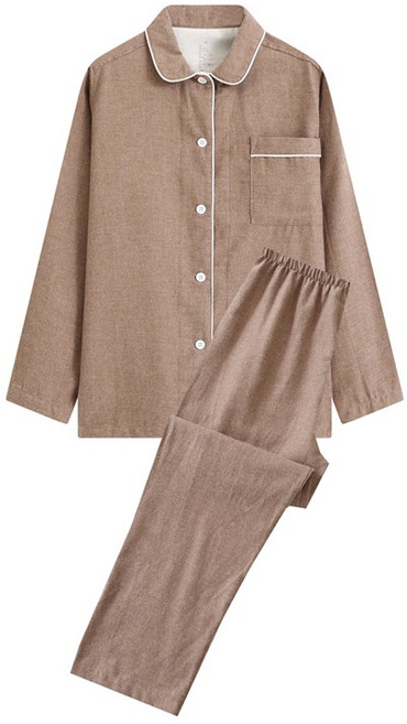 COSYEVNO 체크 헐렁하고 심플한 여성용 겨울 파자마