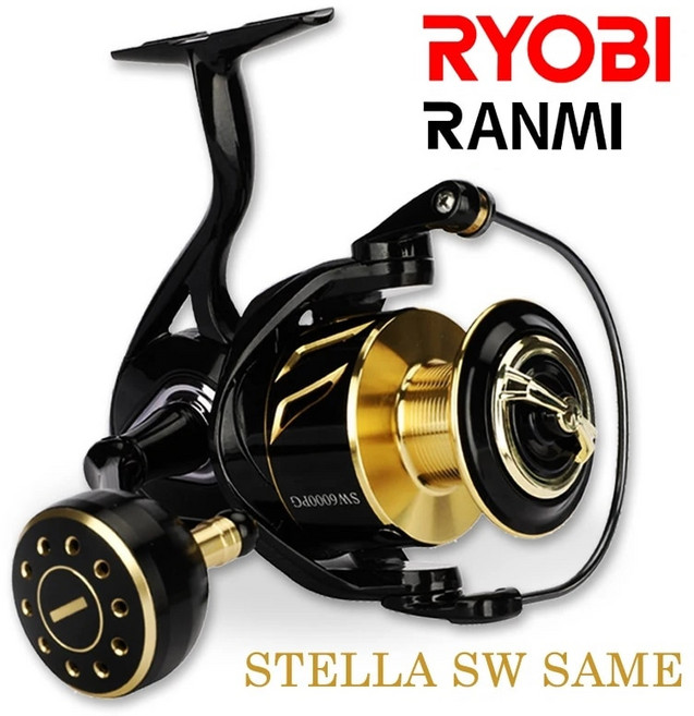 스피닝릴 갯바위 바다 민물 겸용 원투 낚시 RYOBI RANMI SW 스피닝 릴 초경량 탄소 섬유 서핑 최대 드래그 30kg 바닷물 담수 휠 태클, 1.4000의 시리즈