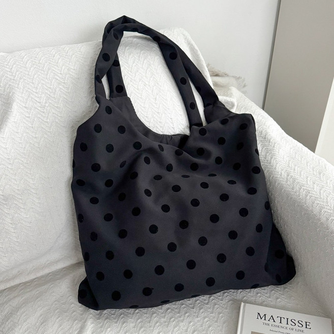 에브리테일 차콜 도트 땡땡이 빅 에코백