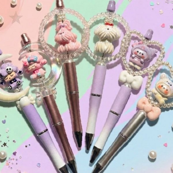 볼펜 꾸미기 DIY 키트 펜꾸 재료 파츠 비즈 방과후 수업 위클래스 학생 문구, 1개, 09.하얀 구름양 세트