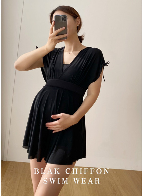 블랙 쉬폰 수영복 임산부 임부복 태교여행 만삭 빅사이즈