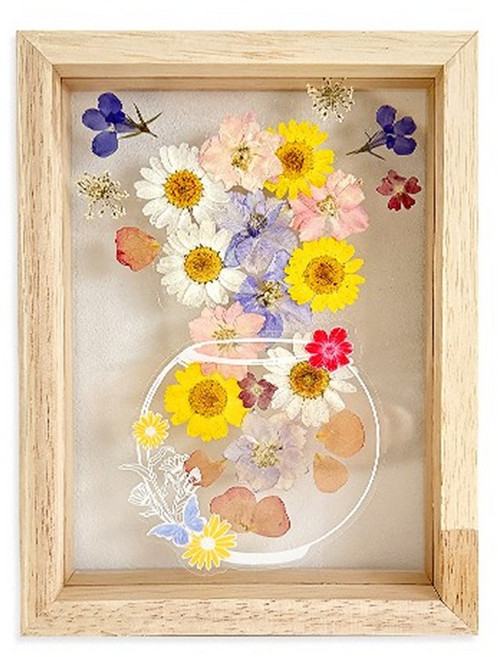 (TD) (취미키트) 원목 플라워 투명 액자 만들기-1인, 압화꽃혼합, 1개