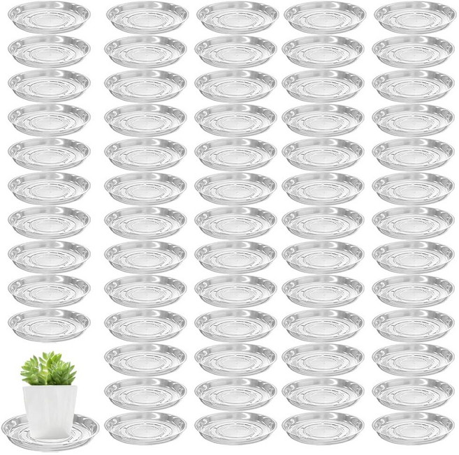 20팩 15.2cm(6인치) 소형 투명 식물 받침 실내 실외 사용을 위한 튼튼한 플라스틱 식물 트레이 화분용 벌크 화분 드립 트레이 10.2-50.8cm(4-20인치), 70, 8 inches