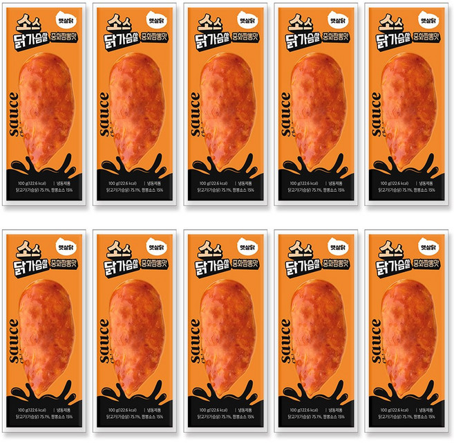 햇살닭 소스 닭가슴살 중화짬뽕맛 (100g), 10개, 100g