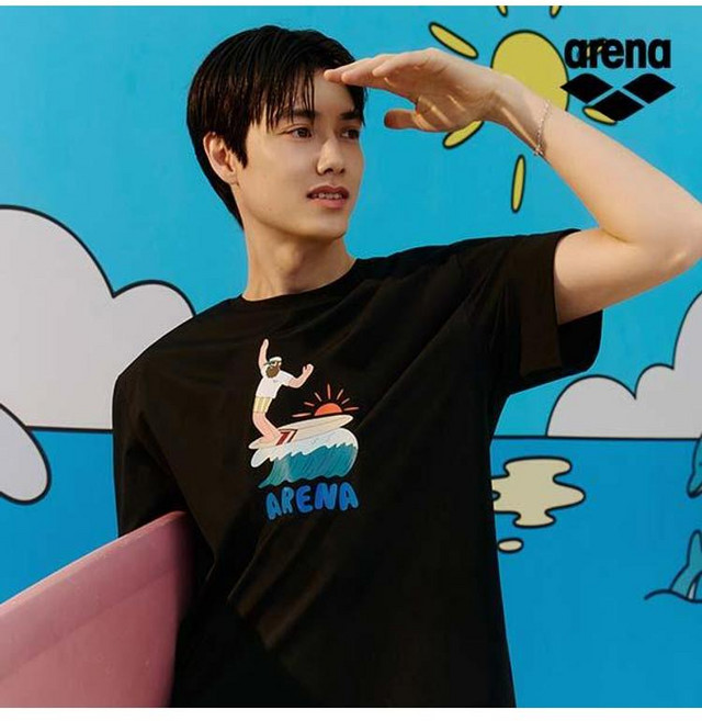 아레나 ARENA x 전황일 유니 오버핏 숏슬리브 래쉬가드 A6BC1RR92BLK, BLK/M(95)