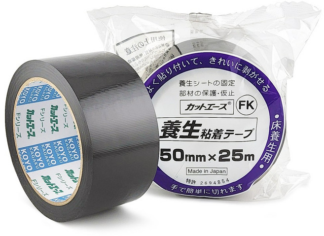 일제 커트에이스 FW - 우벤 테이프 건축 끈끈이 잔사없는 보양 마스킹 테이프 50x25, 1개