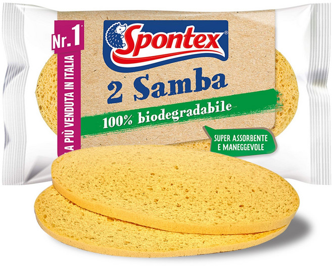 스폰텍스 프랑스 셀룰로오스 스펀지 수세미 삼바 Samba_제로스크래치 제로미세플라스틱 생분해 %, 1개, 2개입