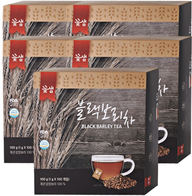 꽃샘 블랙 보리차, 1g, 100개입, 5개