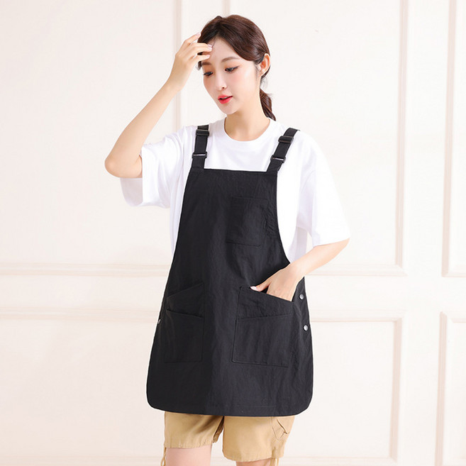 나나리빙 실용적인 양면 주방 방수 앞치마, 1개, 차콜 블랙