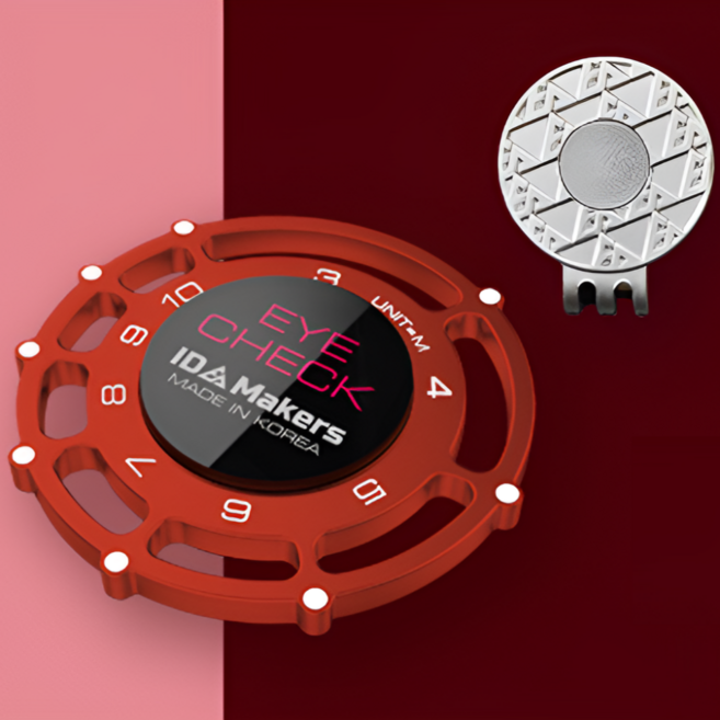 아이체크 골프볼마크 볼마커 거리측정 골프마커 자석클립 선물세트, 레드, 1개