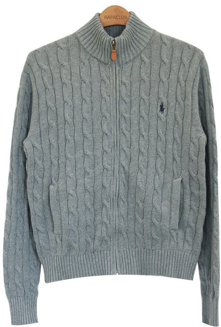 라파클럽 남성 코튼 케이블 풀 지퍼 니트 스웨터 면 100%