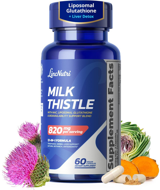 헤파웰(HepaWell) 12-in-1 리포좀 글루타치온 밀크시슬 80% 실리마린 60캡슐 간 영양제, 기본옵션