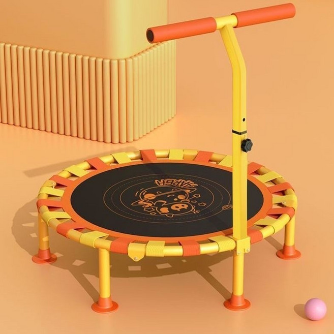 家用兒童室內小型彈跳床 健身神器, 40寸兒童款+感統訓練+大運動帶T型扶手,承重約800斤+高彈+靜音+安全無界折疊, 1個