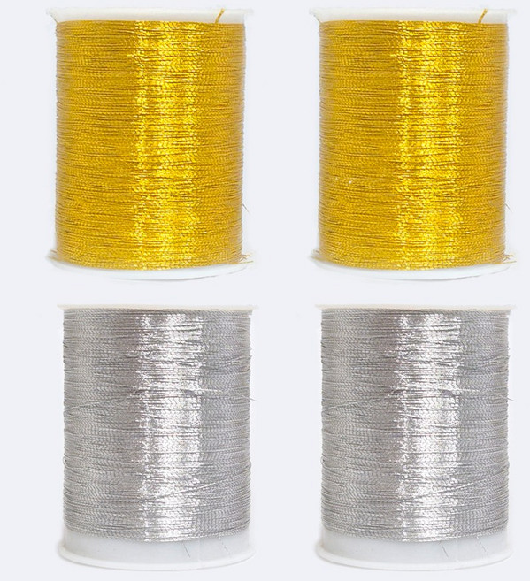 미니 금사 은사 금색실 은색실 포인트실 세트, 4개, 혼합(골드+실버)