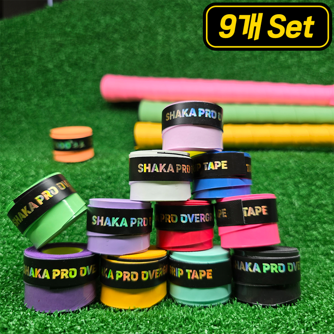 샤카 논슬립 프로 오버그립 배드민턴 테이프 그립테이프 세트, 블루 (Set), 9개