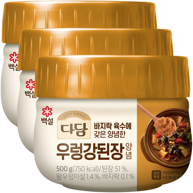 cj제일제당(주) 다담 우렁강된장양념, 500g, 3개