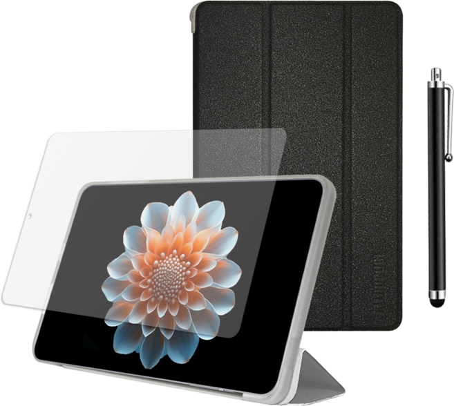 ALLDOCUBE Iplay70 Mini Pro 플립 케이스 + 저반사 필름 + 터치펜, 블랙, 1개