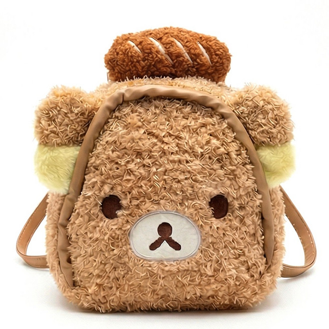 곰돌이 인형 미니 백팩 귀여운 뽀글이 테디베어 여성 가방 브라운