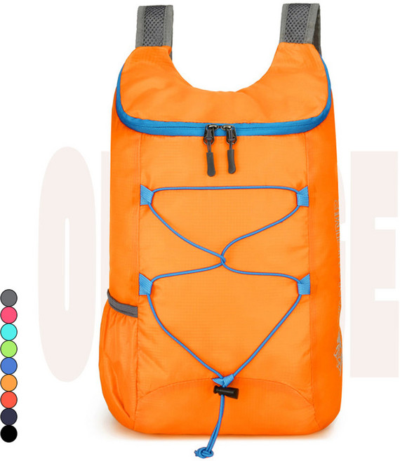 WEIOK 초경량 등산가방 아웃도어 백팩 블랙 대용량 바이크 트레킹 방수 중량 70G+1수납 주머니, 오렌지색