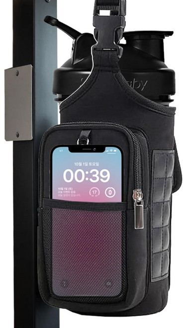 에이크 10P 강력자석 헬스 보틀 파우치 네오플랜소재 물병가방 보냉효과우수, 1세트, 블랙