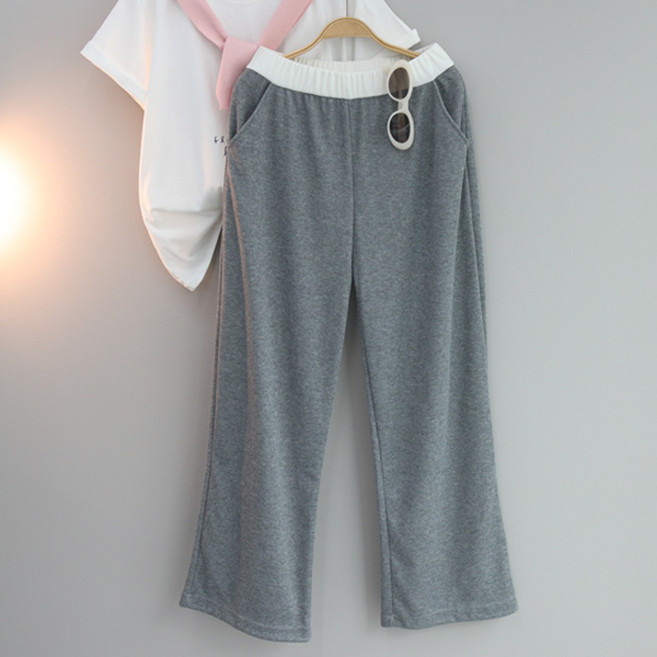 달콩 여성 통바지 봄신상 노스허리배색와이드팬츠