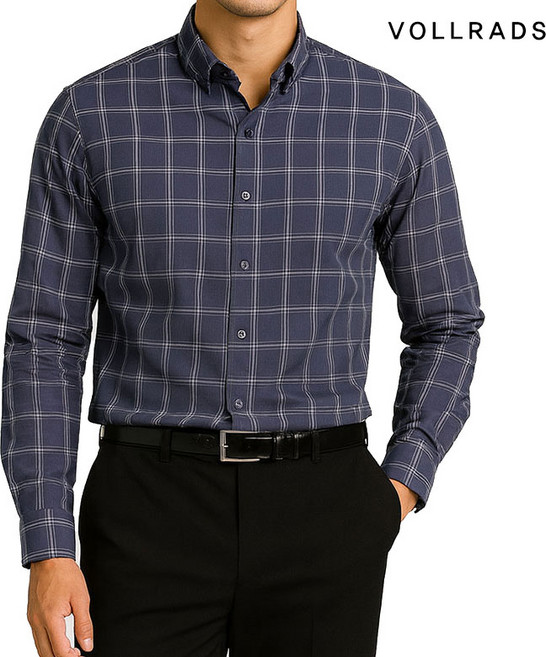 폴라츠 봄 가을 SFW 삼계절 긴팔 남성용 스타일리시 체크 패턴 카라히든버튼 캐주얼남방 셔츠
