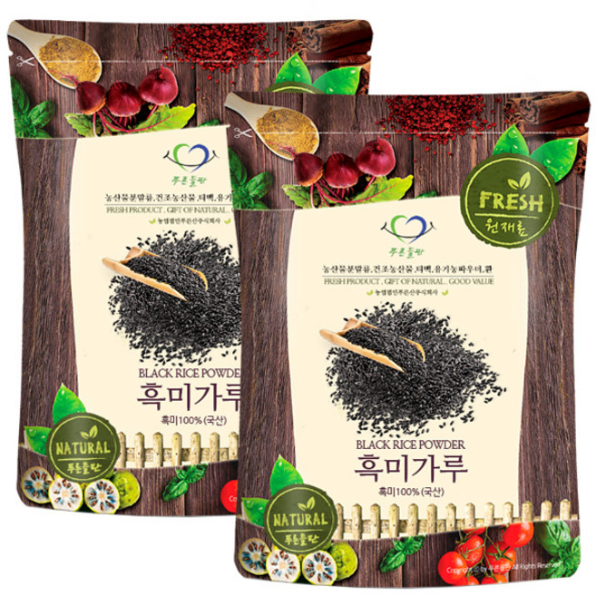 푸른들판 국산 흑미 분말 가루 흑미쌀 100%, 500g, 2개