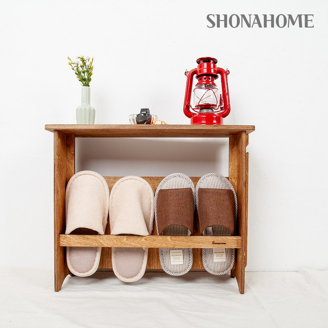 쇼나홈 원목 슬리퍼거치대 실내화걸이, 1개, 월넛색4켤레용